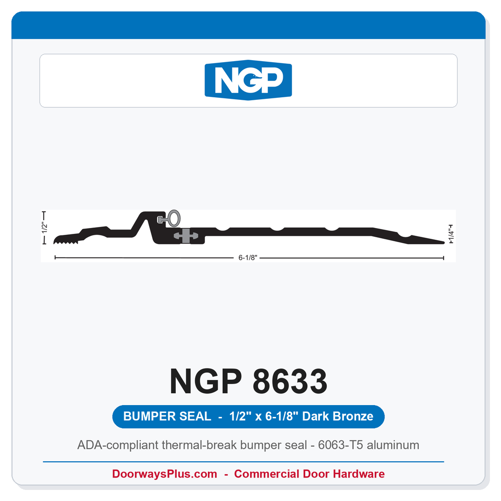 NGP 8633 Bumper Seal Threshold 6-1/8" x 1/2" Dark Bronze | National Guard