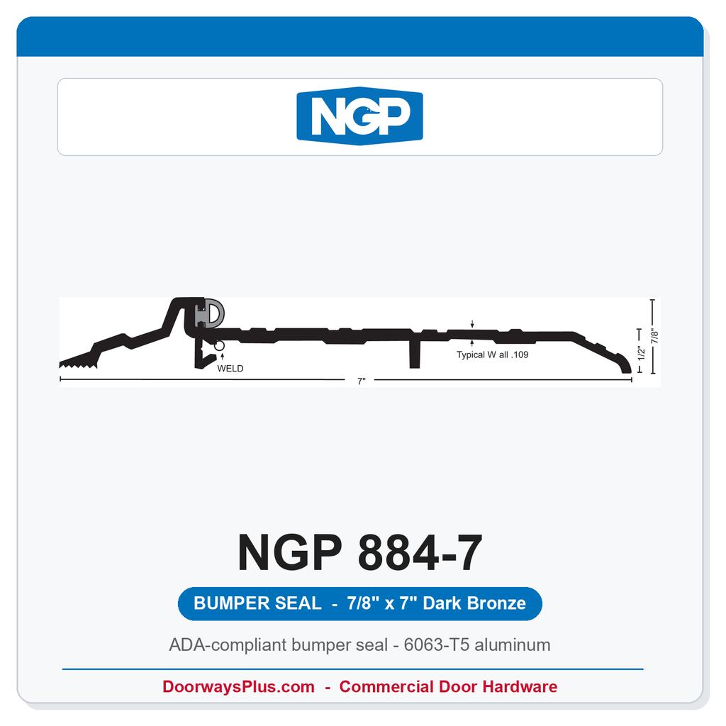NGP 884-7 Bumper Seal Threshold 7" x 7/8" Dark Bronze | National Guard