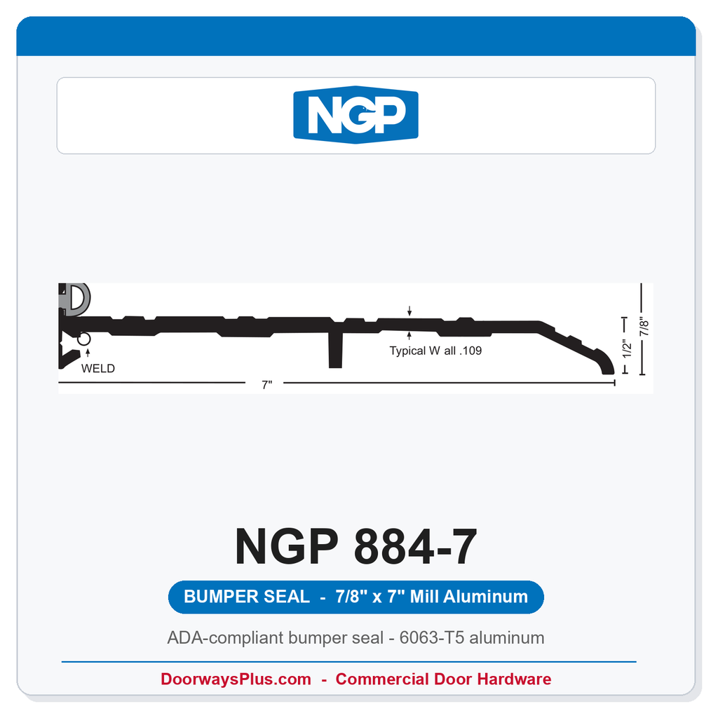 NGP 884-7 Bumper Seal Threshold 7" x 7/8" Aluminum | National Guard