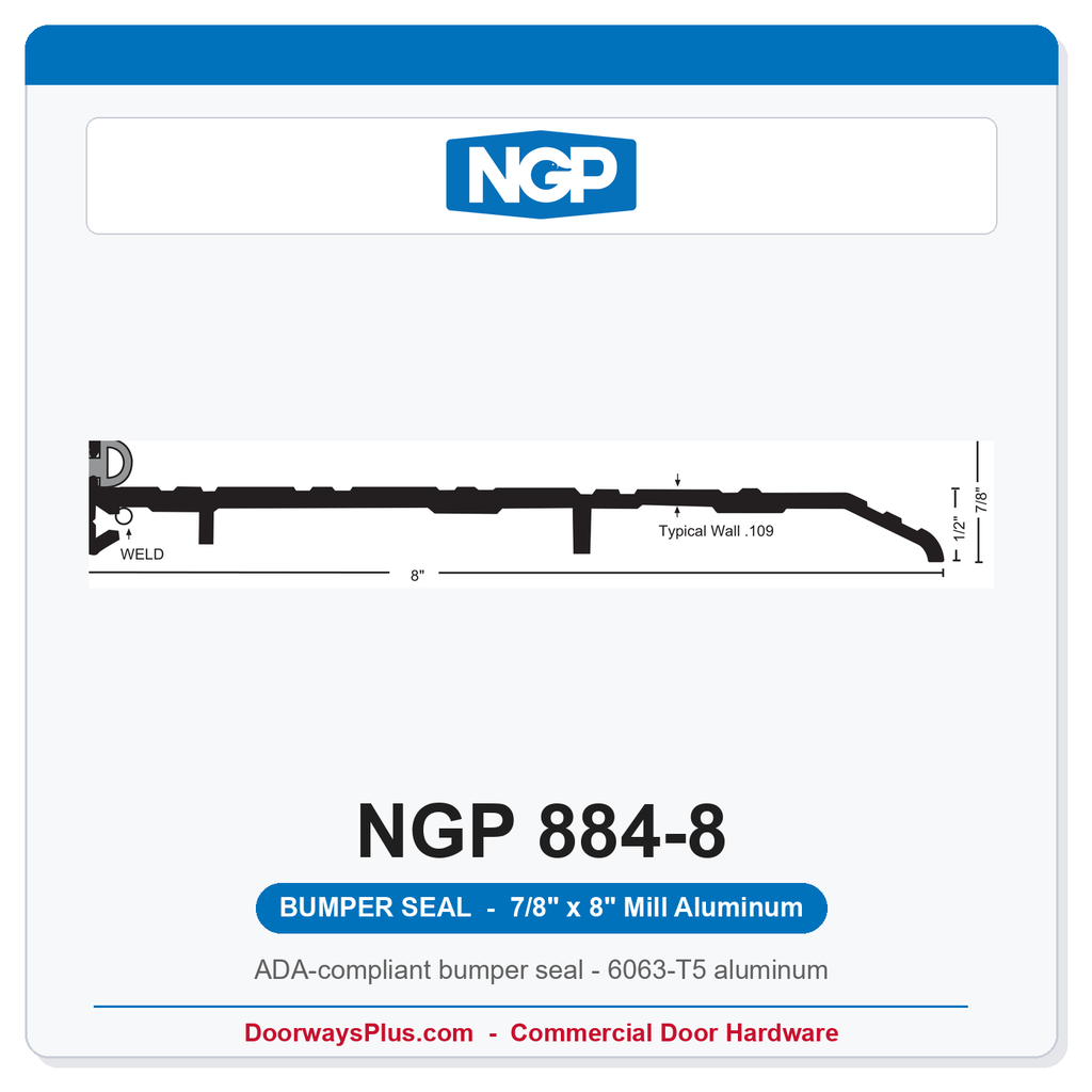 NGP 884-8 Bumper Seal Threshold 8" x 7/8" Aluminum | National Guard