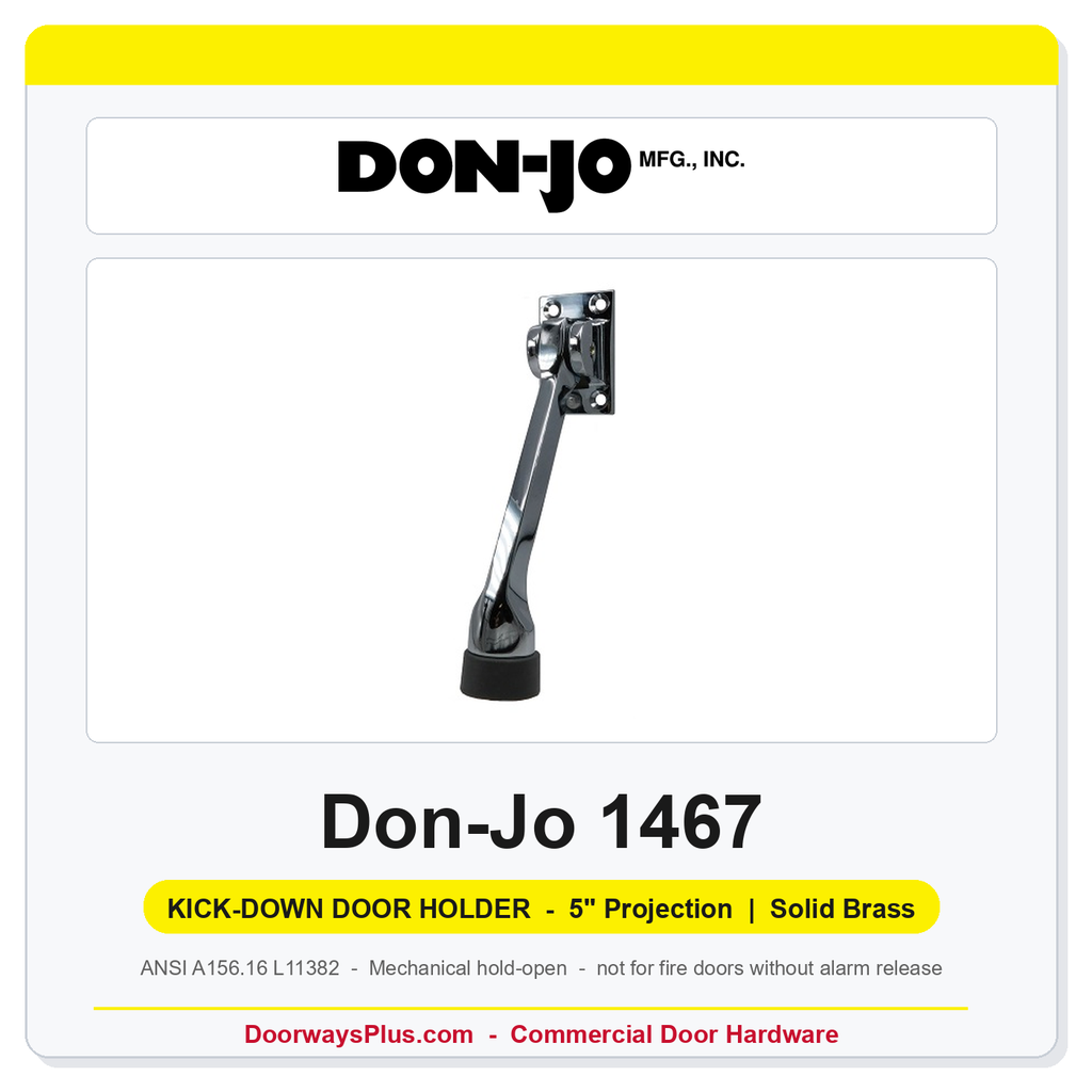 Don-Jo 1467 Kick-Down Door Holder | 5" Projection | Solid Brass | ANSI L11382