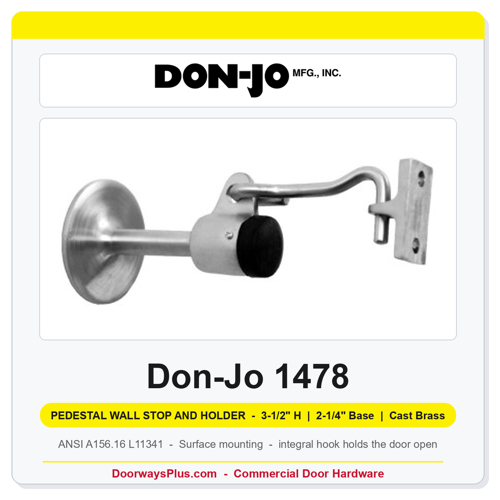 Don-Jo 1478 Pedestal Wall Stop & Holder | Cast Brass | ANSI L11341