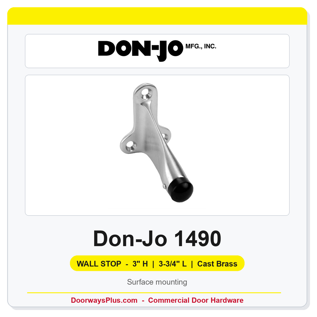 Don-Jo 1490 Wall Stop | 3" H, 3-3/4" L | Cast Brass