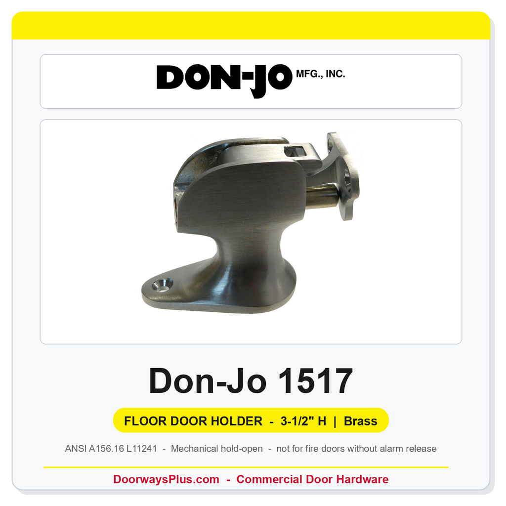 Don-Jo 1517 Floor Door Holder | 3-1/2" H | Brass | ANSI L11241
