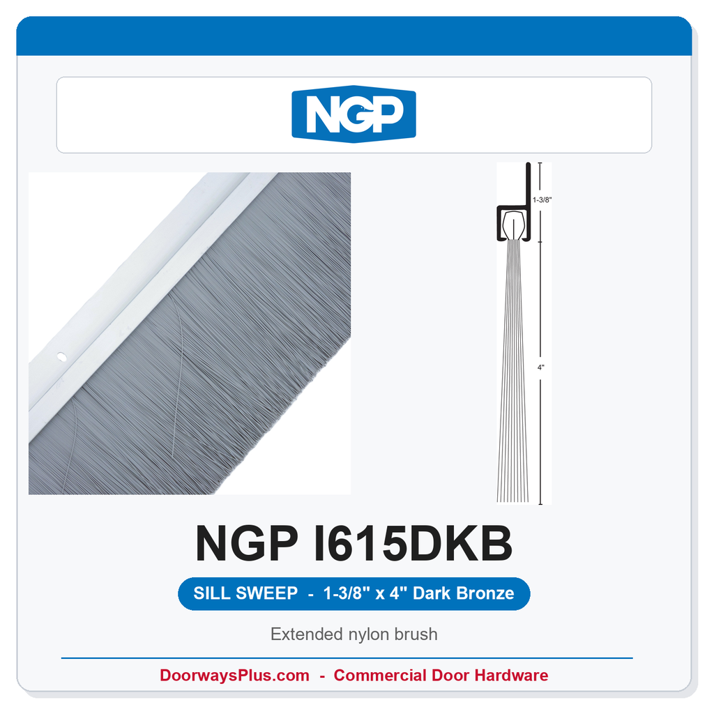 NGP I615DKB Extended Nylon Brush Sill Sweep - Dark Bronze | National Guard