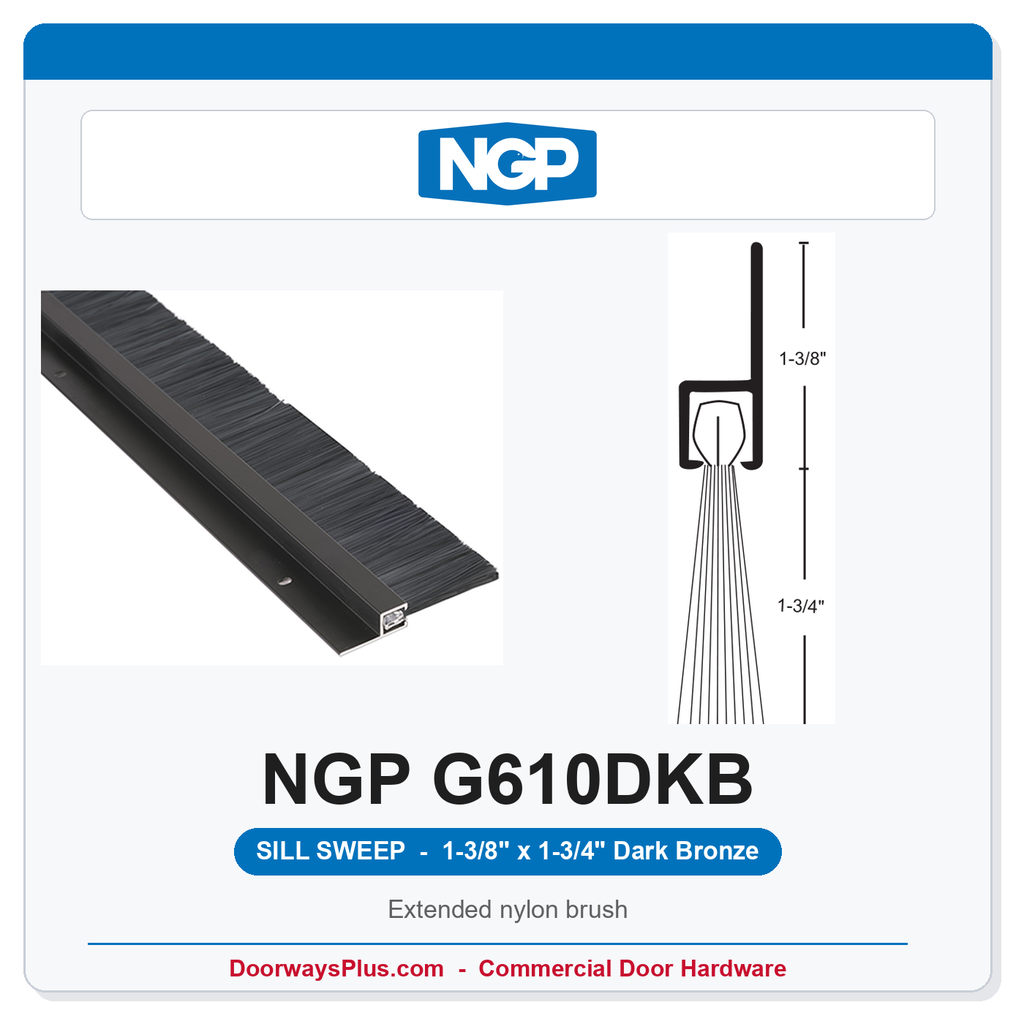 NGP G610DKB Extended Nylon Brush Sill Sweep - Dark Bronze | National Guard