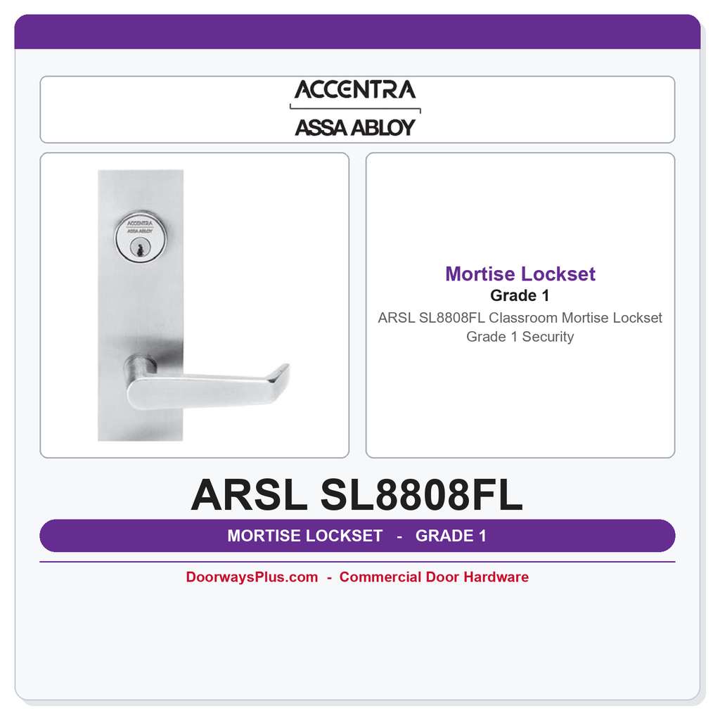 Accentra ARSL SL8808FL Classroom Mortise Lockset – Grade 1 Security
