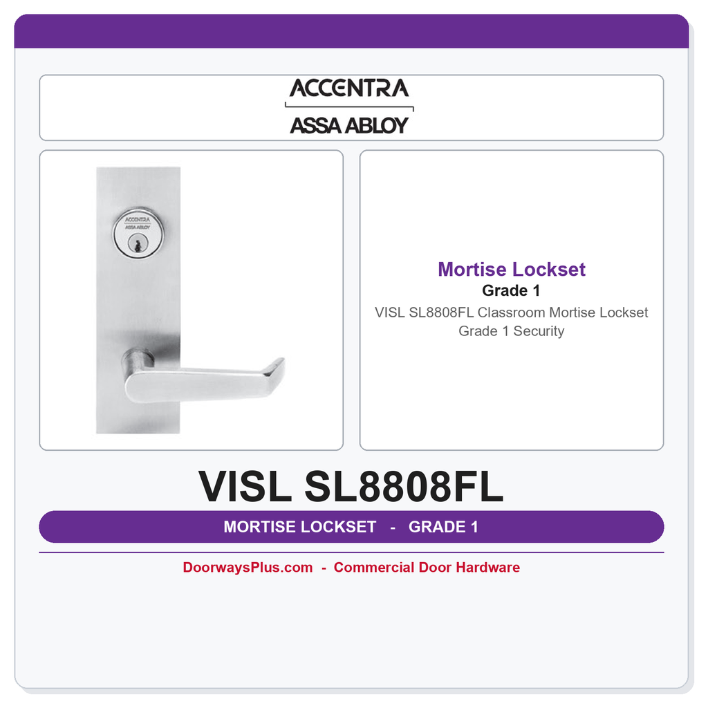 Accentra VISL SL8808FL Classroom Mortise Lockset – Grade 1 Security