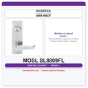 Accentra MOSL SL8809FL Classroom Or Office Mortise Lockset – Grade 1 Security