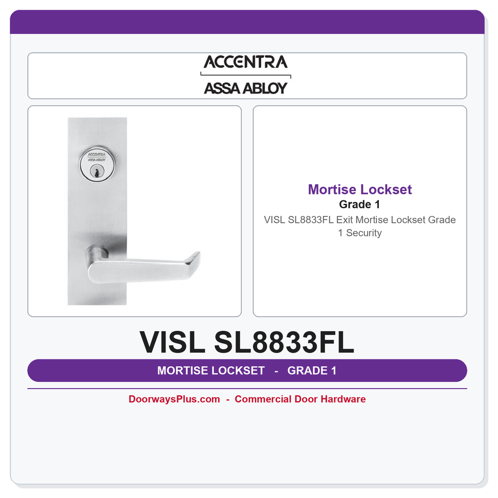 Accentra VISL SL8833FL Exit Mortise Lockset – Grade 1 Security