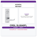 Accentra CRSL SL8840FL Storeroom Deadbolt Mortise Lockset – Grade 1 Security