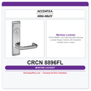 Accentra CRCN 8896FL Fail Safe Electrified Mortise Lockset – Single Cylinder with Deadbolt, Outside Lever Locked