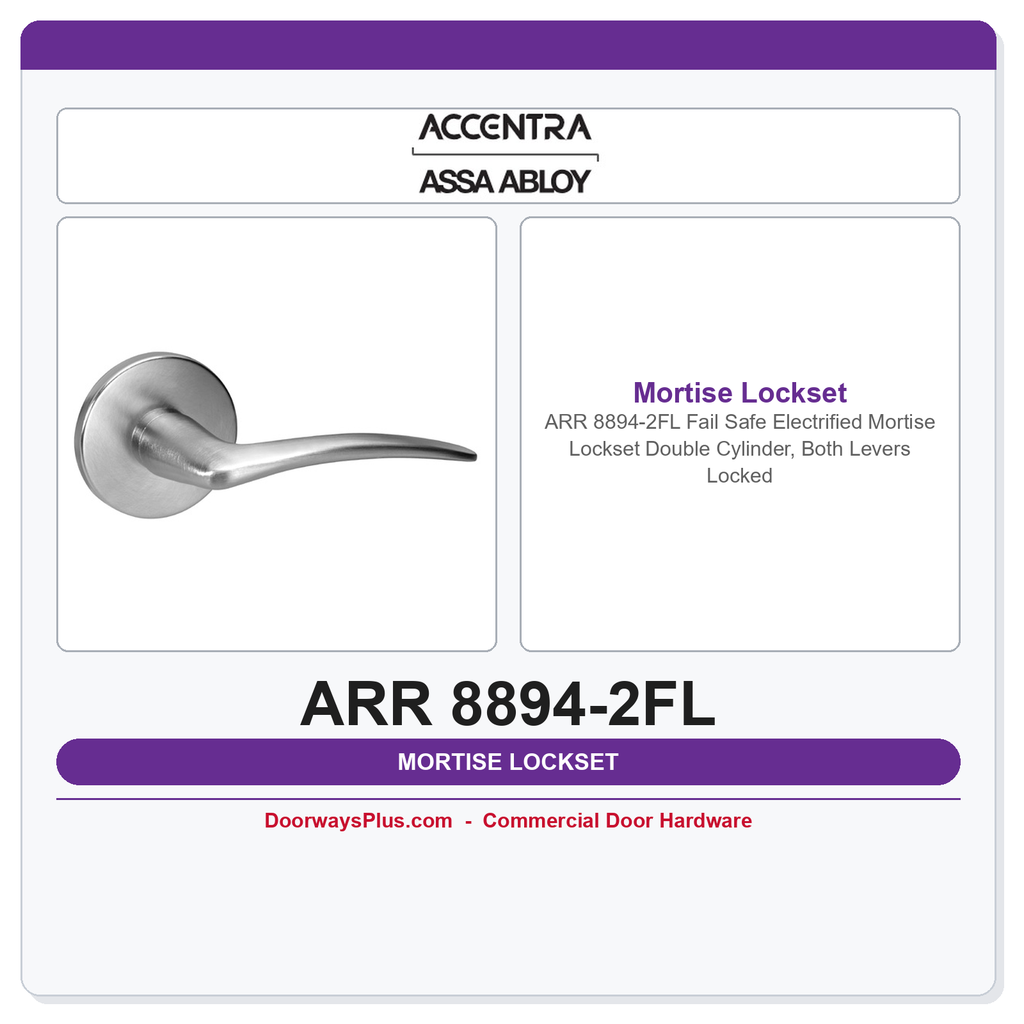 Accentra ARR 8894-2FL Fail Safe Electrified Mortise Lockset – Double Cylinder, Both Levers Locked