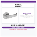 Accentra AUR 8898-2FL Fail Safe Electrified Mortise Lockset – Double Cylinder, Both Levers Locked, ANSI Grade 1