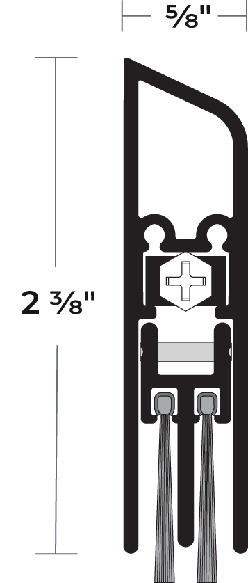 NGP 220WHA Surface Mounted Automatic Door Bottom 2-3/8" x 5/8" Nylon Brush | Aluminum | National Guard