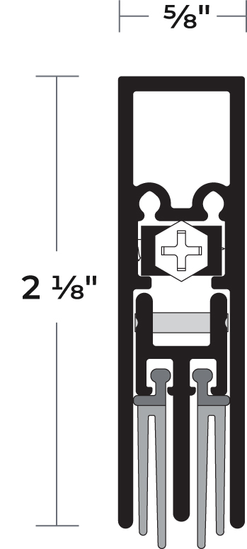 NGP 222SDKB Surface Mounted Automatic Door Bottom 2-1/8" x 5/8" Black Silicone | Dark Bronze | National Guard