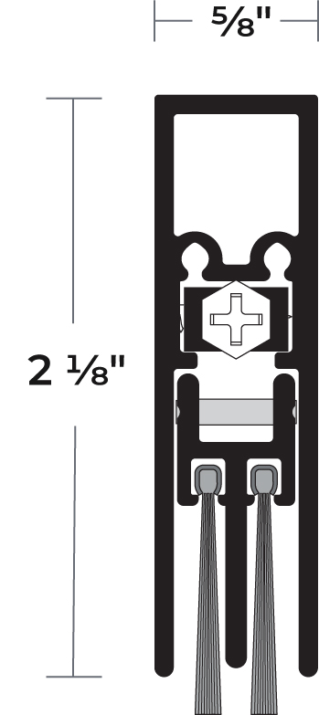 NGP 222WHA Surface Mounted Automatic Door Bottom 2-1/8" x 5/8" Nylon Brush | Aluminum | National Guard