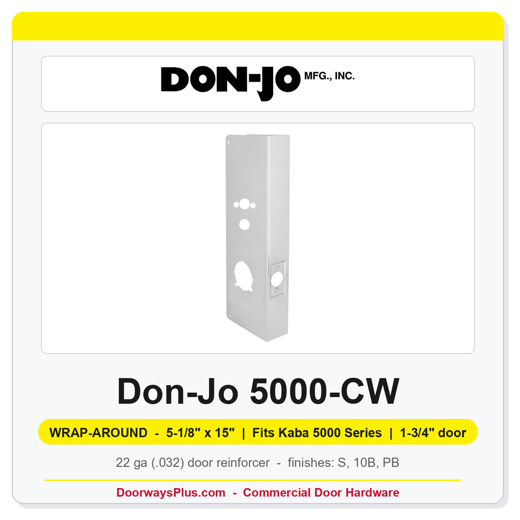 Don-Jo 5000-CW Wrap-Around Plate | 5-1/8" x 15" | Fits Kaba 5000 Series | 2-3/4" Backset, 1-3/4" Door
