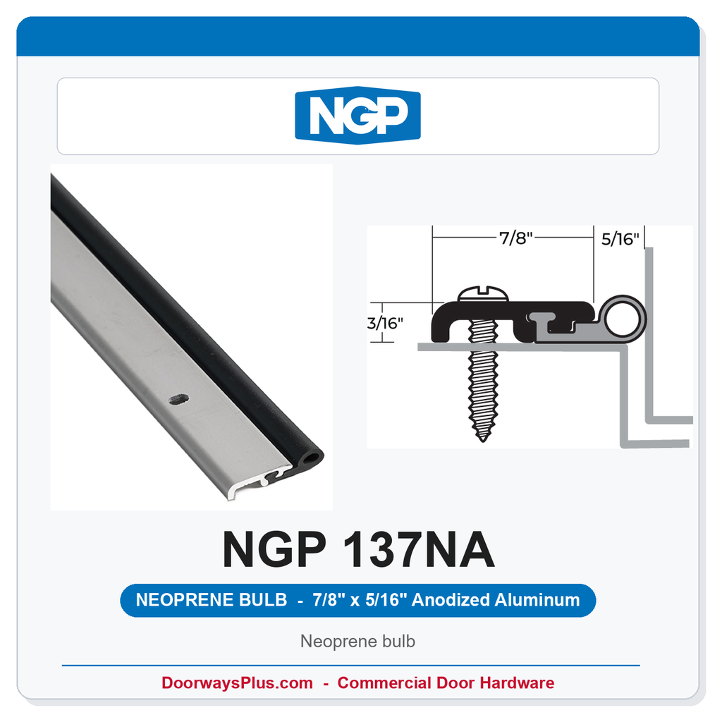 NGP 137NA Neoprene Bulb Perimeter Weatherstrip - Anodized Aluminum | National Guard