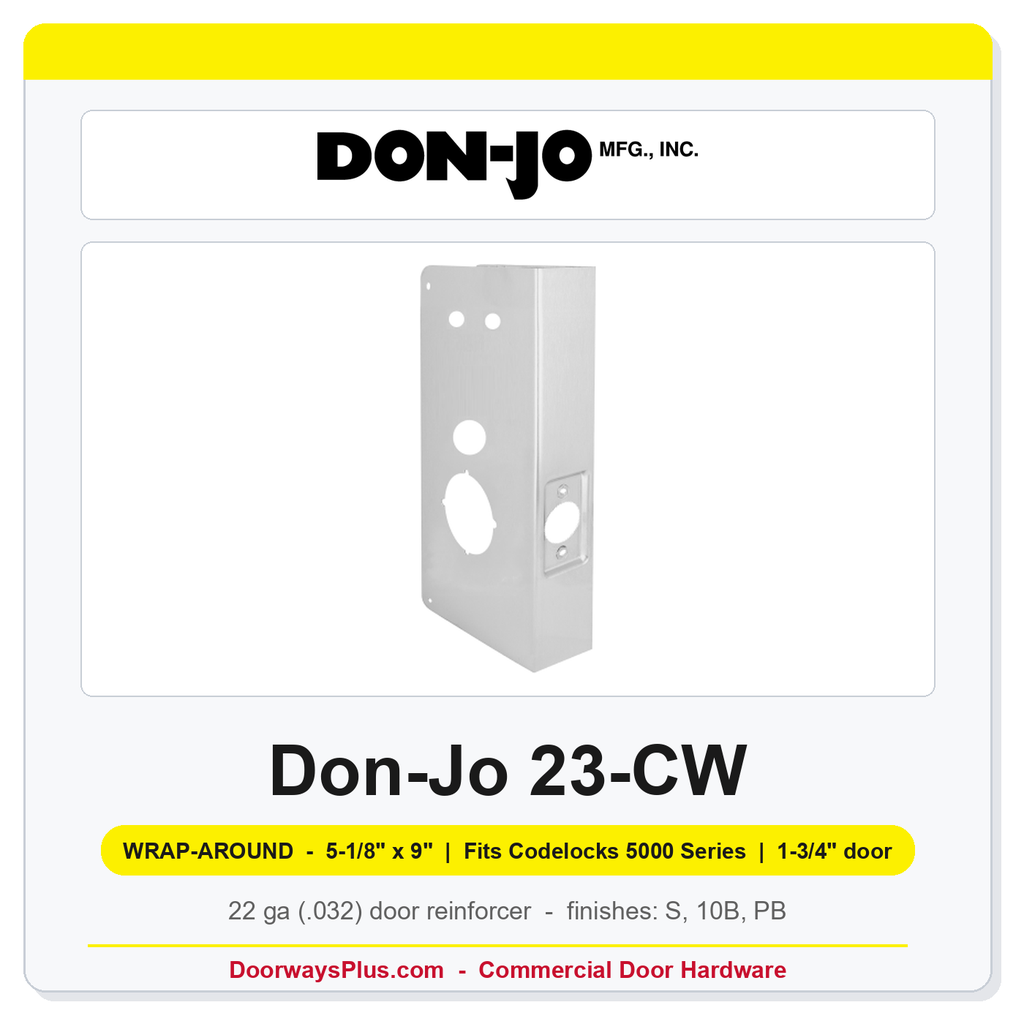 Don-Jo 23-CW Wrap-Around Plate | 5-1/8" x 9" | Fits Codelocks 5000 Series | 2-3/4" Backset, 1-3/4" Door