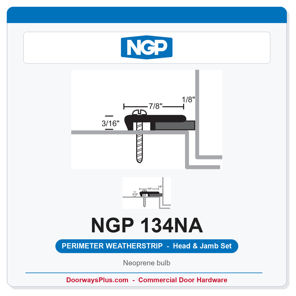 NGP 134NA Neoprene Bulb Perimeter Weatherstrip - Anodized Aluminum | National Guard
