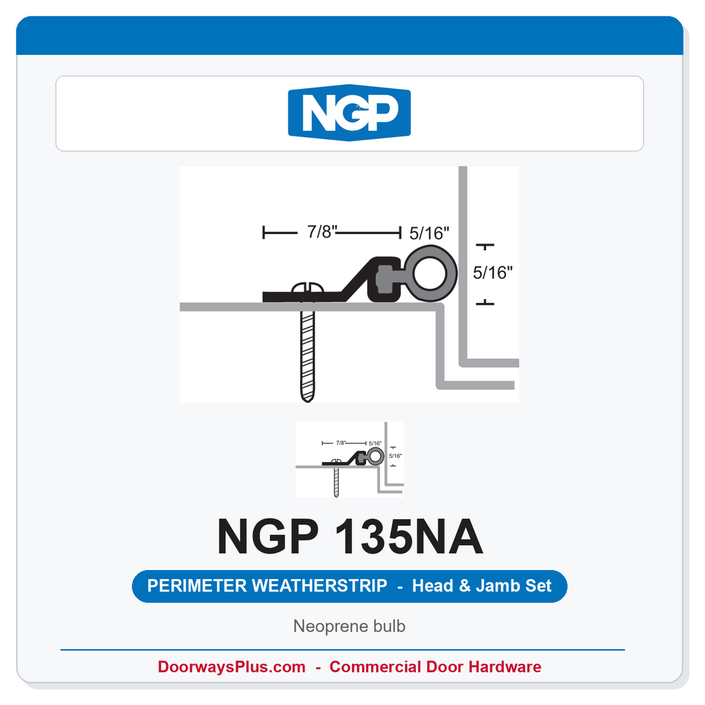NGP 135NA Neoprene Bulb Perimeter Weatherstrip - Anodized Aluminum | National Guard