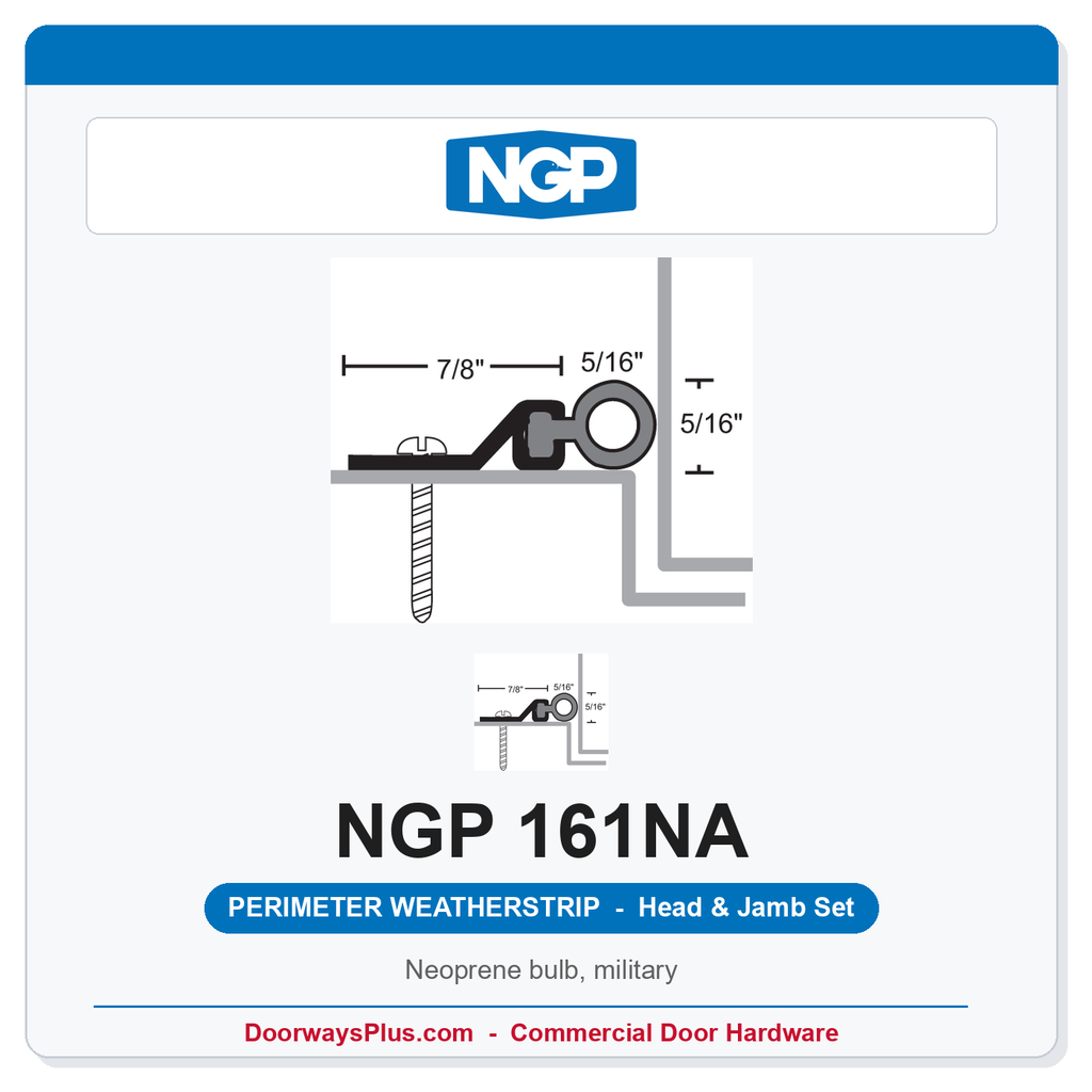 NGP 161NA Neoprene Bulb Perimeter Weatherstrip - Anodized Aluminum | National Guard