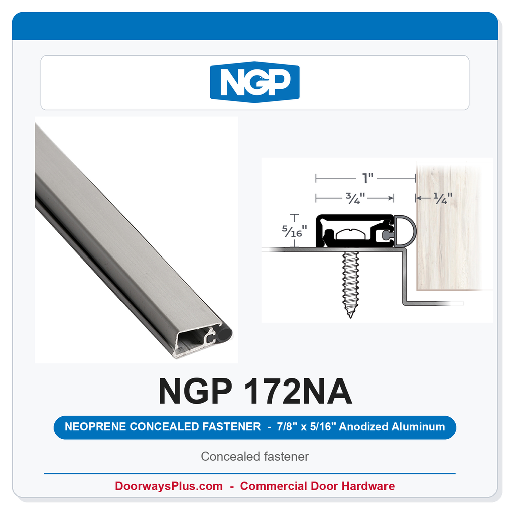 NGP 172NA Neoprene Concealed Fastener Perimeter Weatherstrip - Anodized Aluminum | National Guard