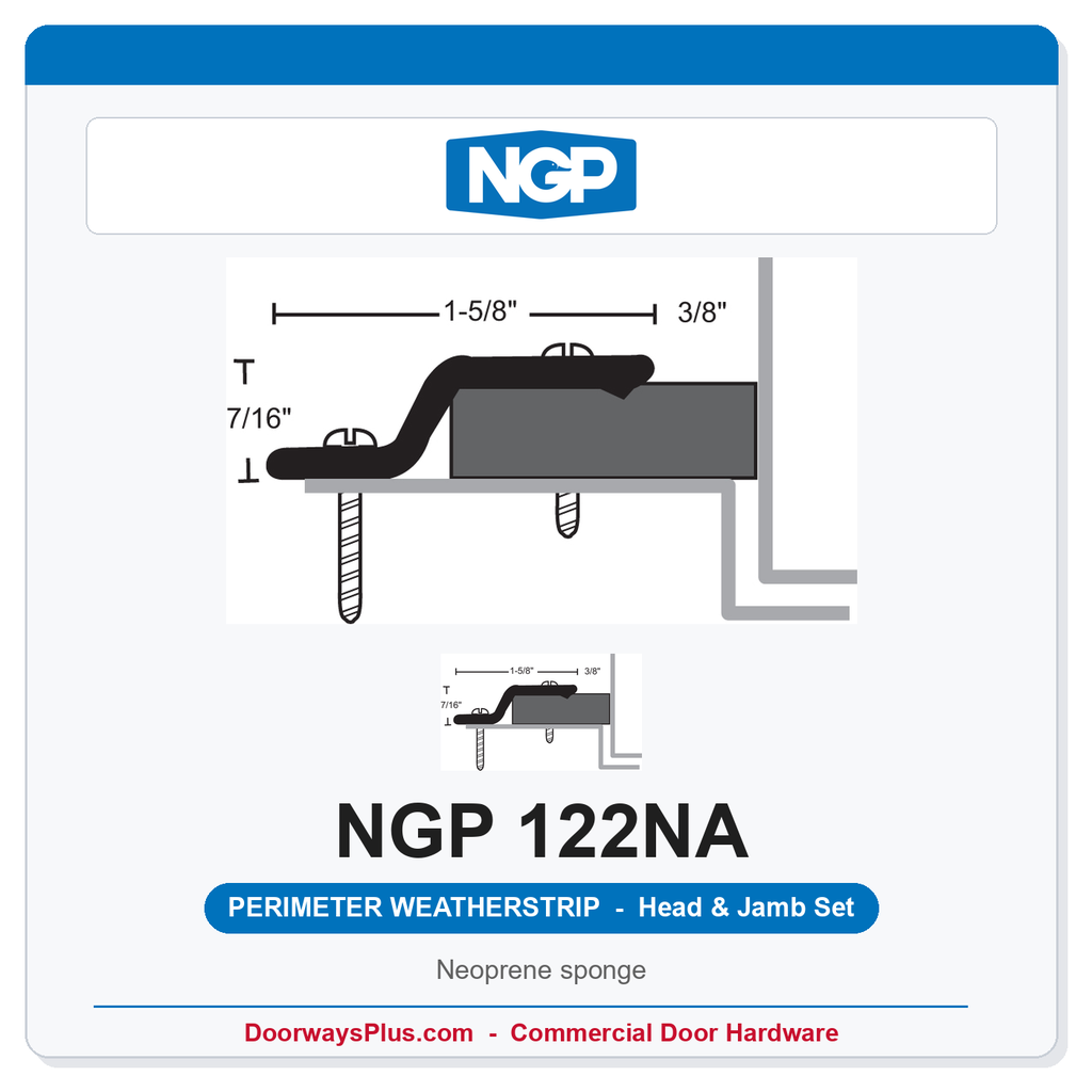 NGP 122NA Neoprene Sponge Perimeter Weatherstrip - Anodized Aluminum | National Guard