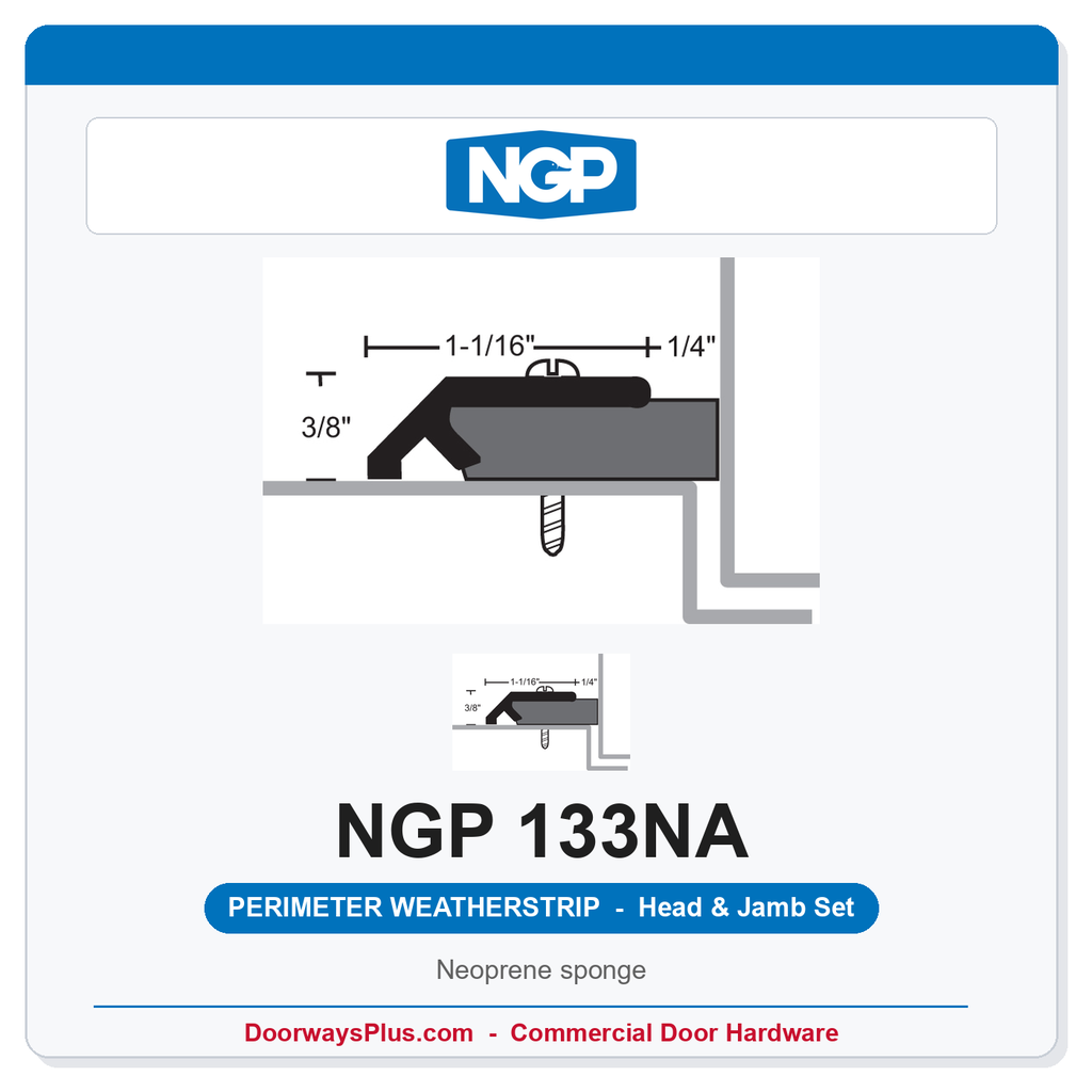 NGP 133NA Neoprene Sponge Perimeter Weatherstrip - Anodized Aluminum | National Guard