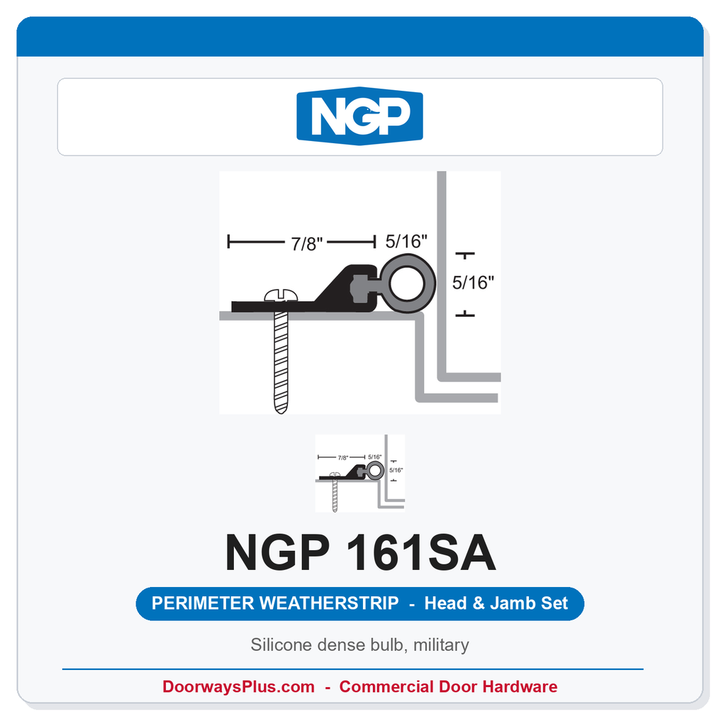 NGP 161SA Silicone Dense Bulb Perimeter Weatherstrip - Anodized Aluminum | National Guard