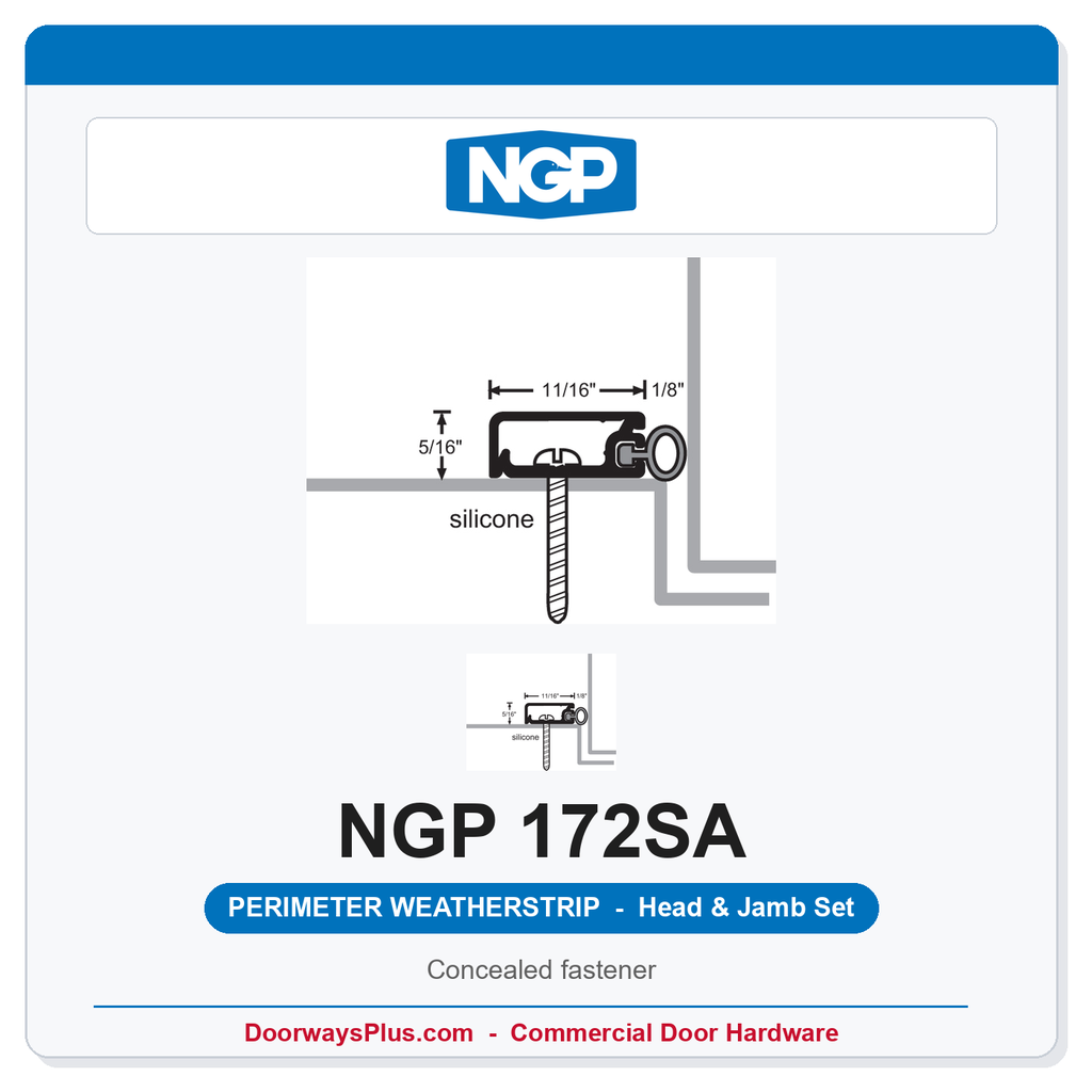 NGP 172SA Silicone Concealed Fastener Perimeter Weatherstrip - Anodized Aluminum | National Guard