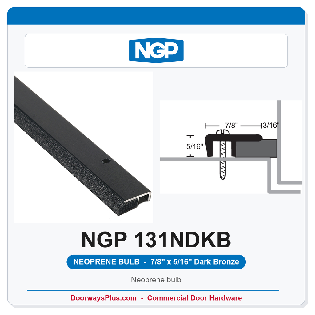 NGP 131NDKB Neoprene Bulb Perimeter Weatherstrip - Dark Bronze | National Guard