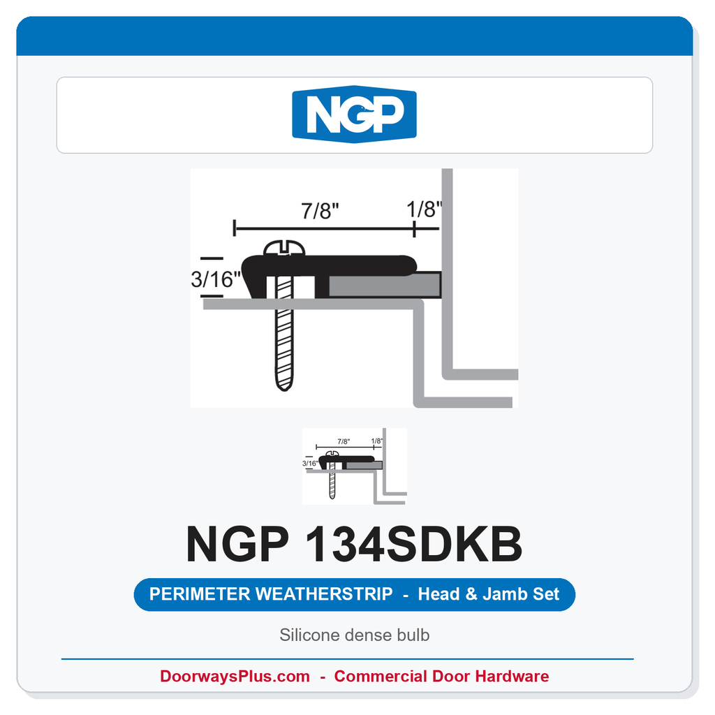 NGP 134SDKB Silicone Dense Bulb Perimeter Weatherstrip - Dark Bronze | National Guard
