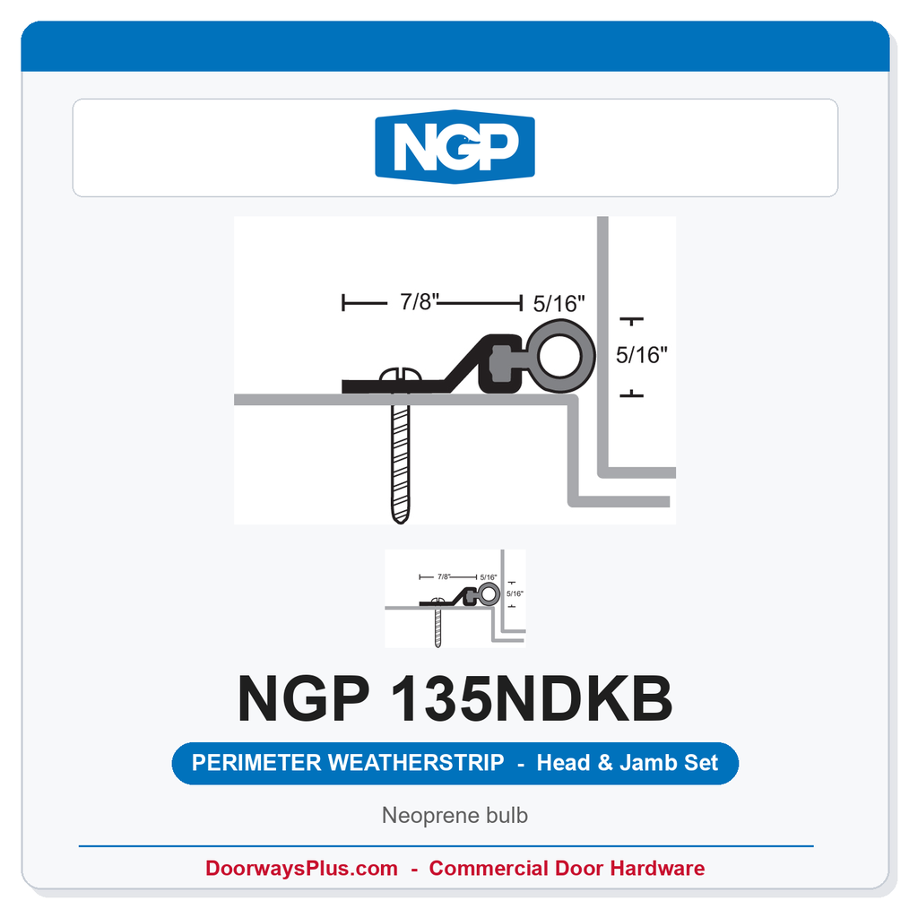 NGP 135NDKB Neoprene Bulb Perimeter Weatherstrip - Dark Bronze | National Guard
