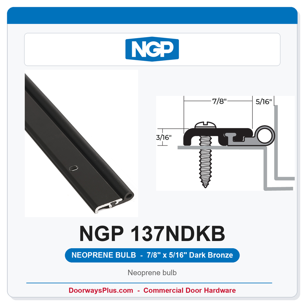 NGP 137NDKB Neoprene Bulb Perimeter Weatherstrip - Dark Bronze | National Guard