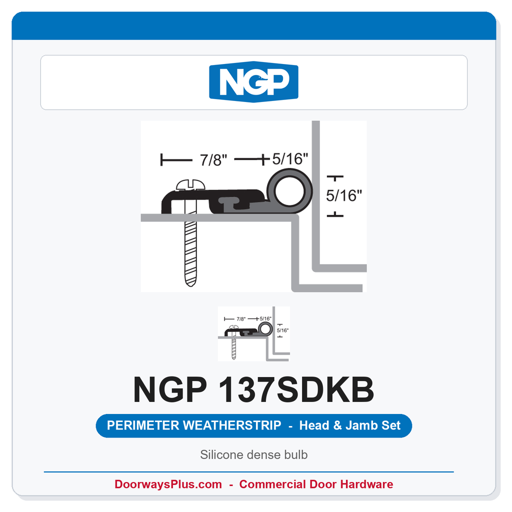 NGP 137SDKB Silicone Dense Bulb Perimeter Weatherstrip - Dark Bronze | National Guard