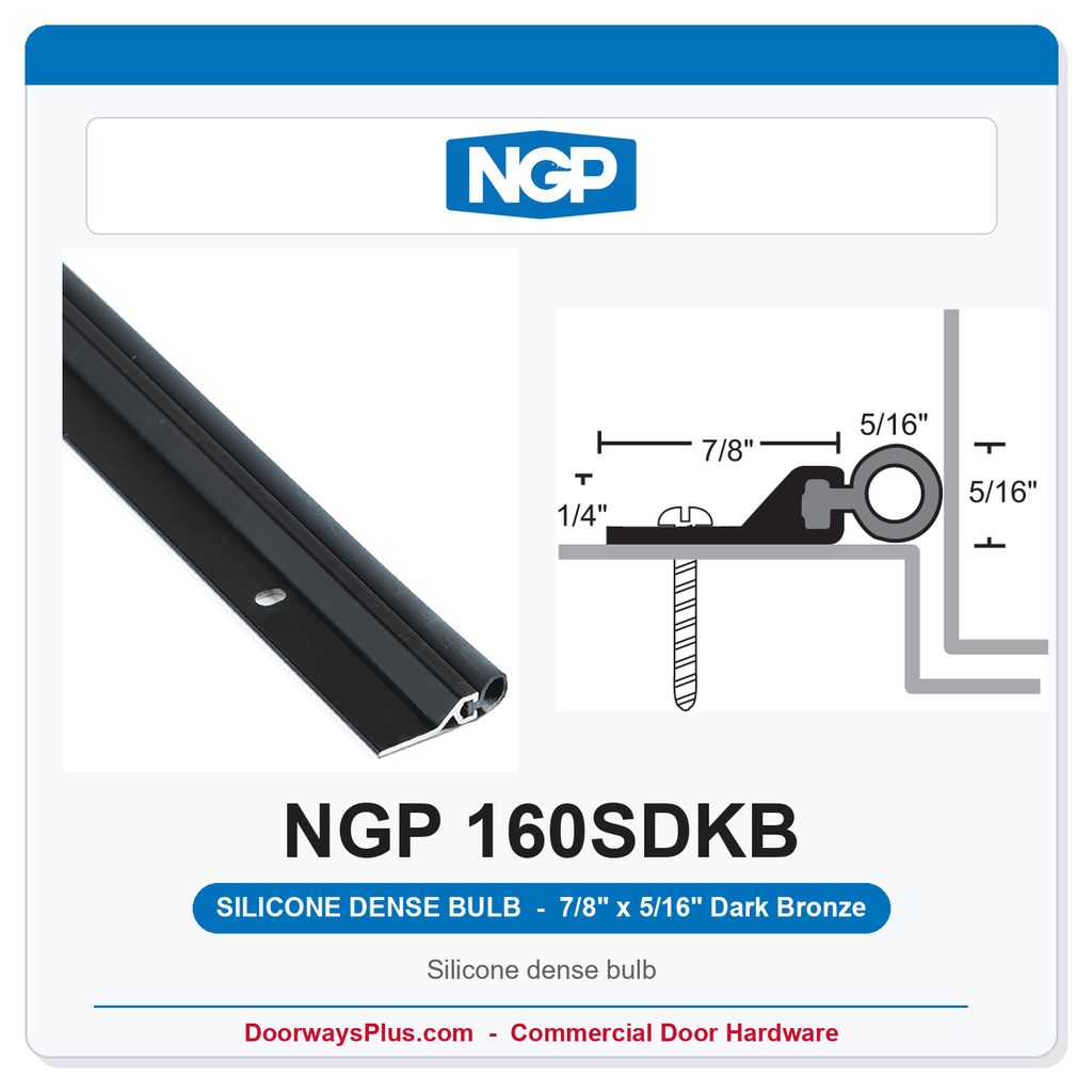 NGP 160SDKB Silicone Dense Bulb Perimeter Weatherstrip - Dark Bronze | National Guard