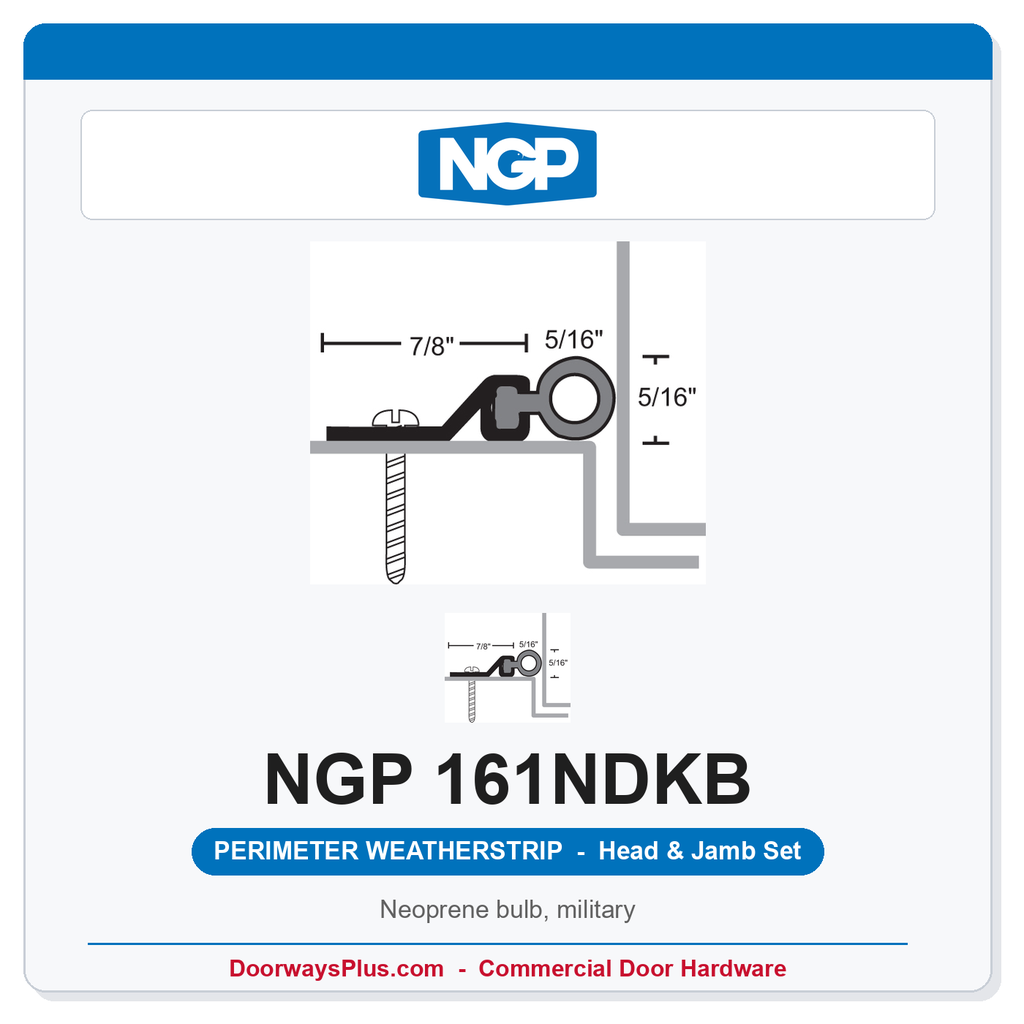 NGP 161NDKB Neoprene Bulb Perimeter Weatherstrip - Dark Bronze | National Guard