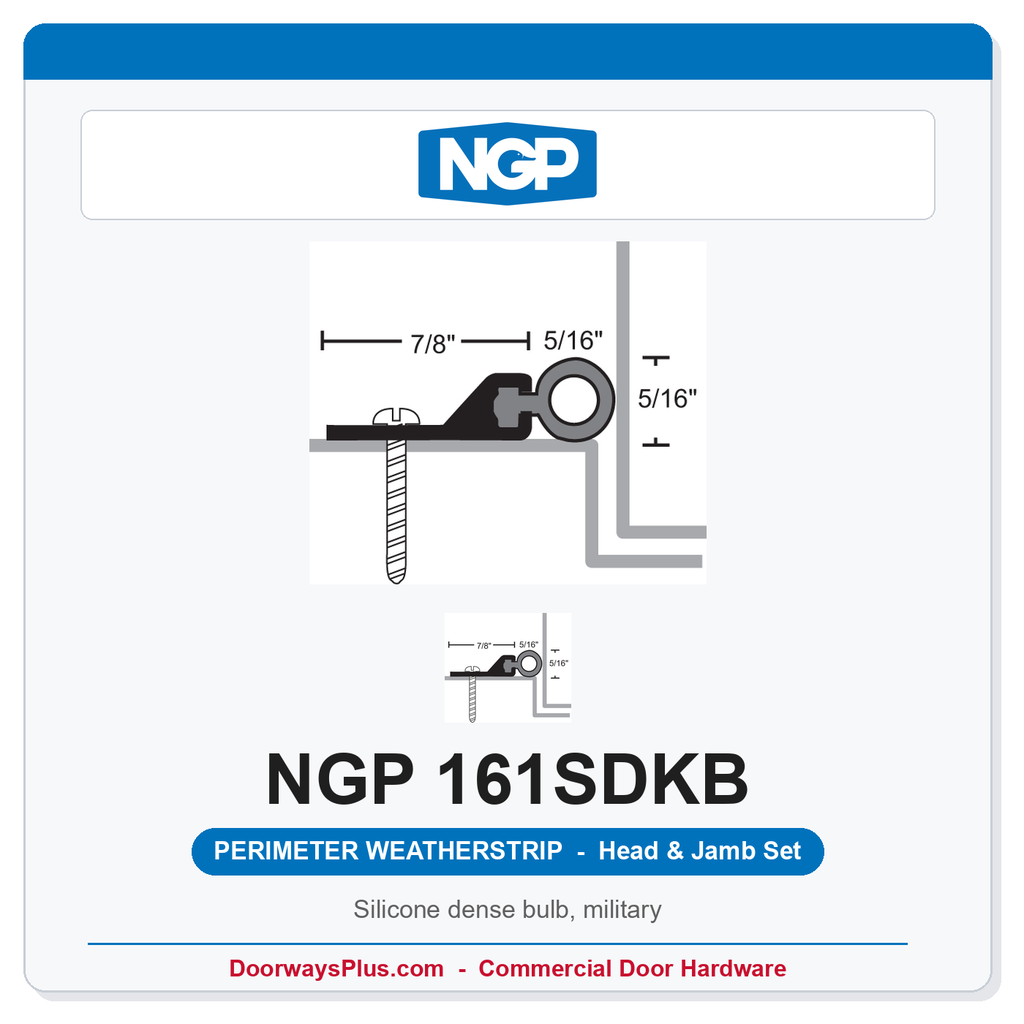NGP 161SDKB Silicone Dense Bulb Perimeter Weatherstrip - Dark Bronze | National Guard