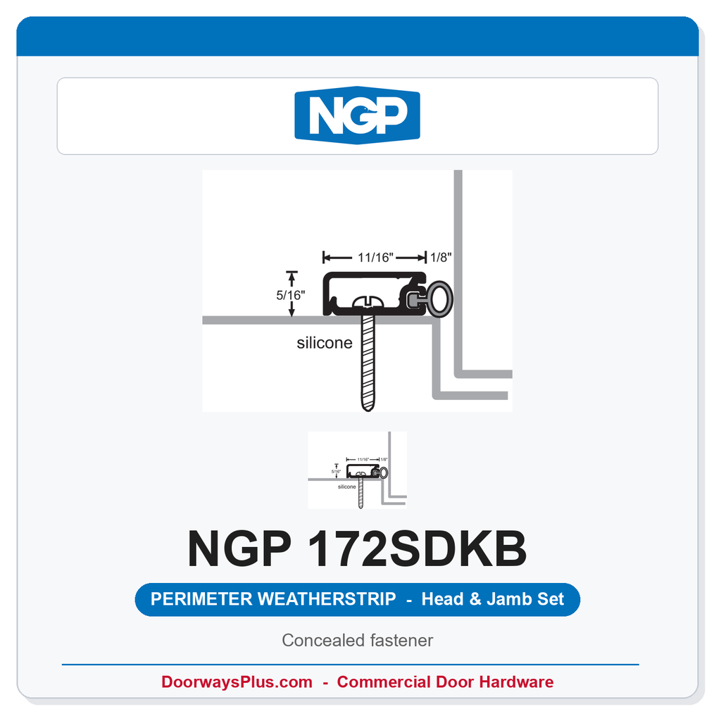 NGP 172SDKB Silicone Concealed Fastener Perimeter Weatherstrip - Dark Bronze | National Guard