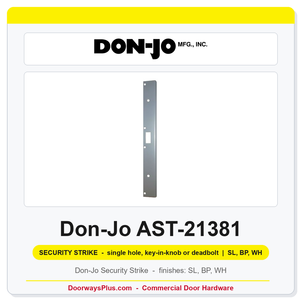 Don-Jo AST-21381 Security Strike | 1-3/8" x 18" | single hole, key-in-knob or deadbolt | 13 ga. (.095)