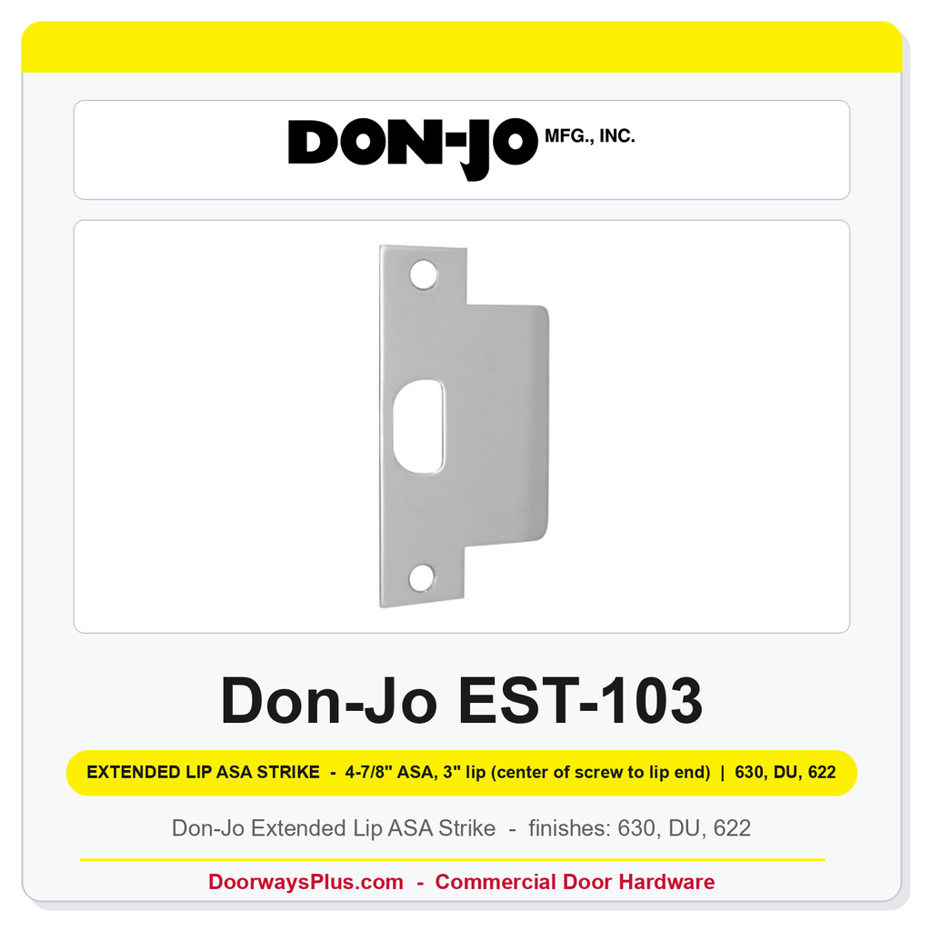 Don-Jo EST-103 Extended Lip ASA Strike | 3" x 4-7/8" | 4-7/8" ASA, 3" lip (center of screw to lip end) | 13 ga. (.095)