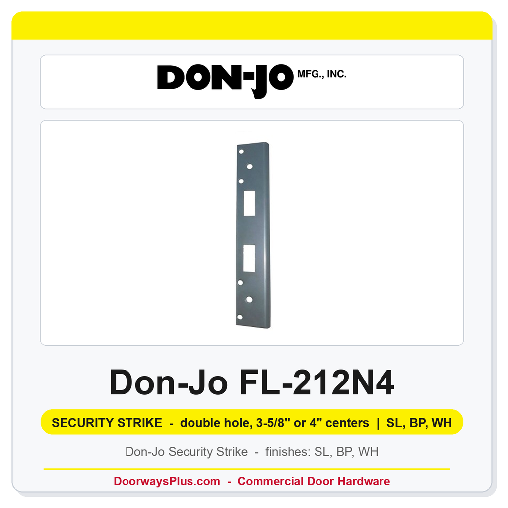 Don-Jo FL-212N4 Security Strike | 1-3/8" x 12" | double hole, 3-5/8" or 4" centers | 13 ga. (.095)
