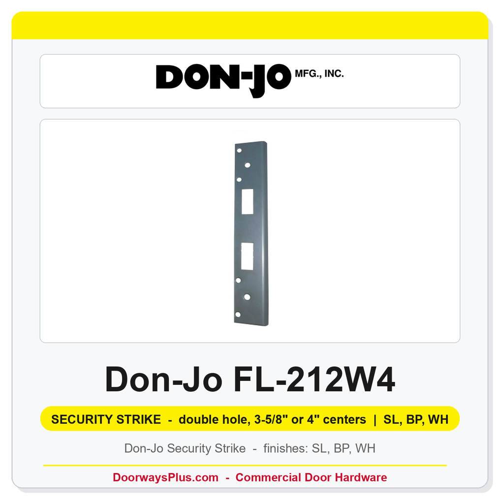 Don-Jo FL-212W4 Security Strike | 1-3/4" x 12" | double hole, 3-5/8" or 4" centers | 13 ga. (.095)