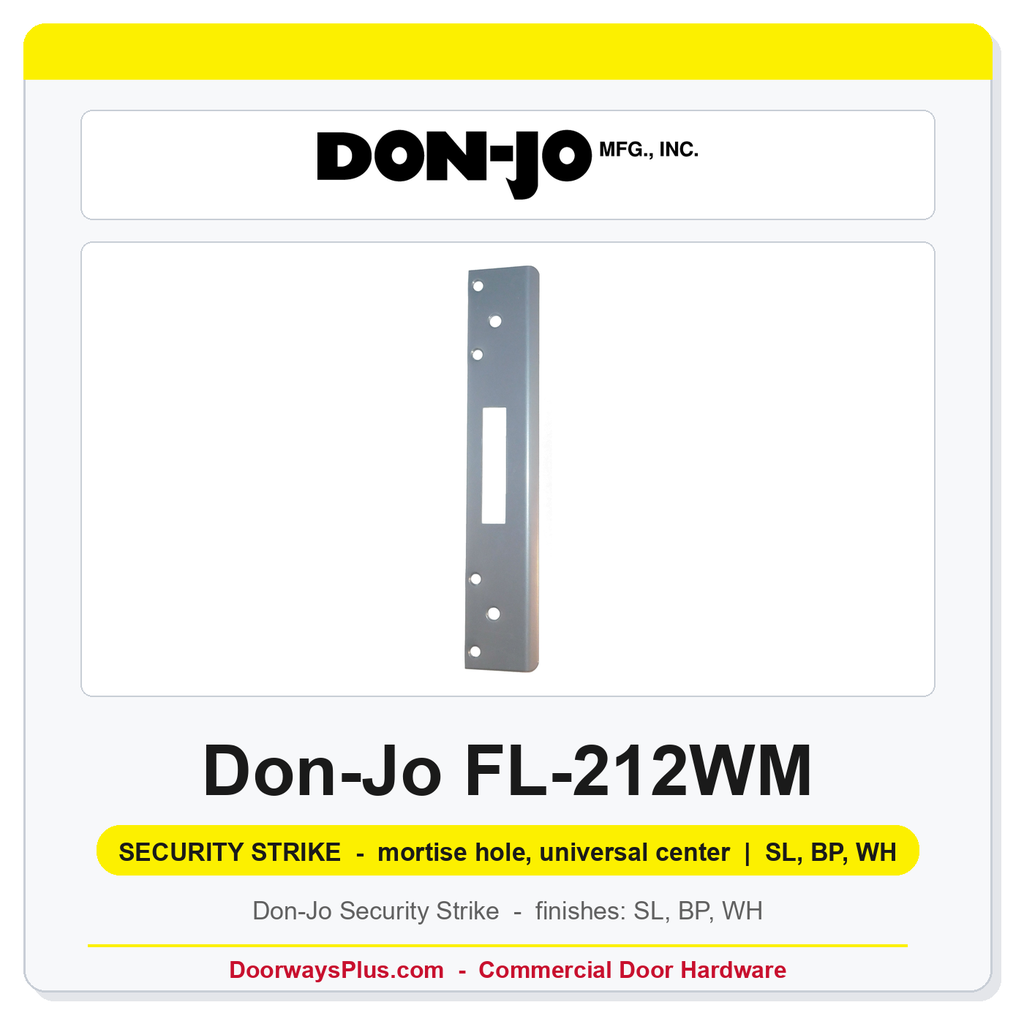 Don-Jo FL-212WM Security Strike | 1-3/4" x 12" | mortise hole, universal center | 13 ga. (.095)