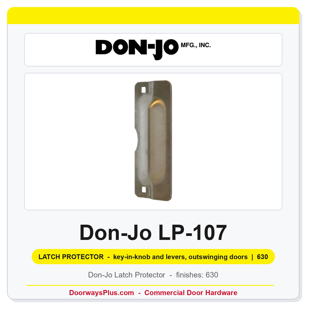 Don-Jo LP-107 Latch Protector | 2-3/4" x 7" | key-in-knob and levers, outswinging doors | 12 ga. (.104)