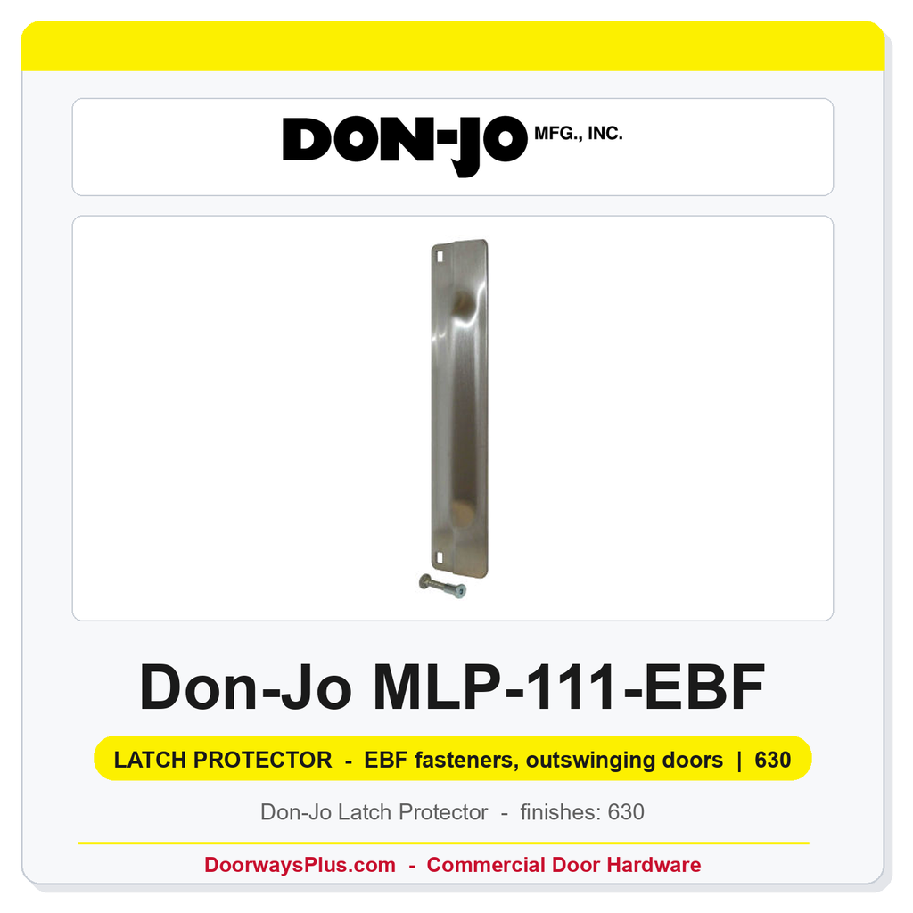 Don-Jo MLP-111-EBF Latch Protector | 3" x 11" | EBF fasteners, outswinging doors | 12 ga. (.104)