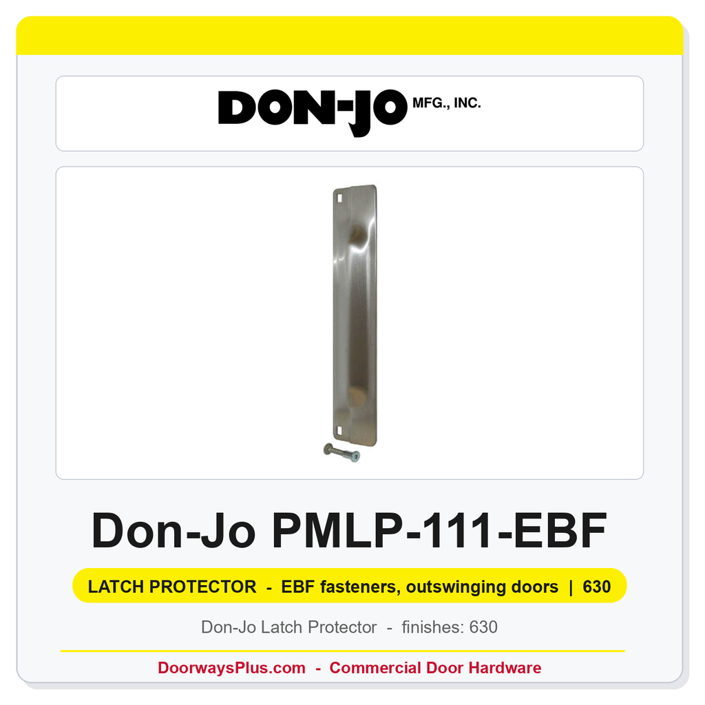 Don-Jo PMLP-111-EBF Latch Protector | 3" x 11" | EBF fasteners, outswinging doors | 12 ga. (.104)