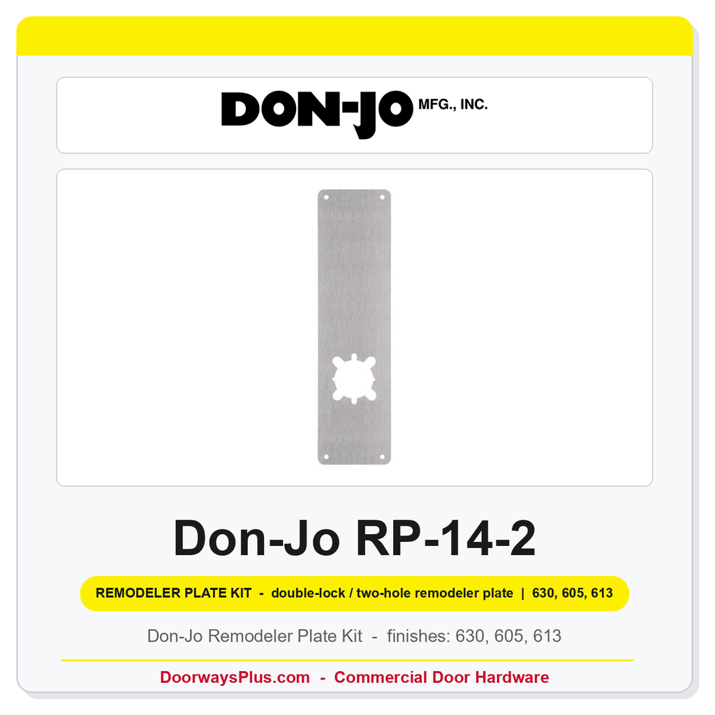 Don-Jo RP-14-2 Remodeler Plate Kit | 4-1/2" x 14" | double-lock / two-hole remodeler plate | .032"